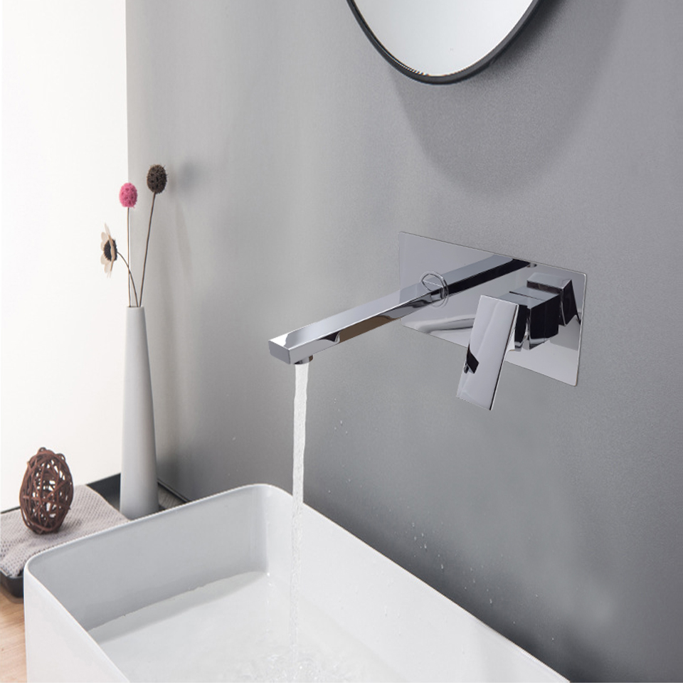 modern chrome bathroom wall mount sink faucet
