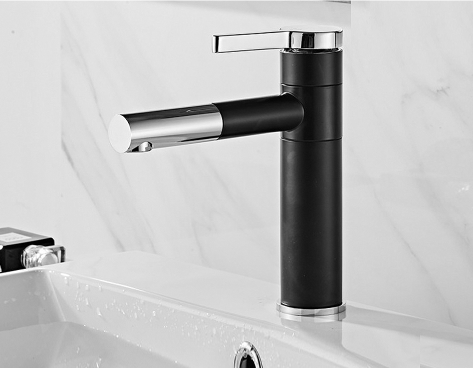 black slive Bathroom Faucets with 360 Rotatable Design