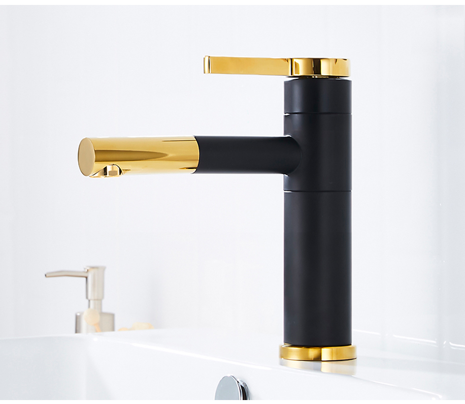 black gold Bathroom Faucets with 360 Rotatable Design