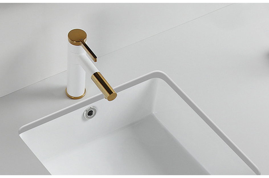 White gold Bathroom Faucets with 360 Rotatable Design