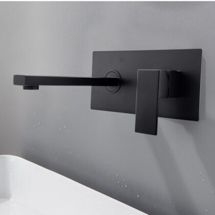 Black Single Handle Wall Mount Bathroom Faucet