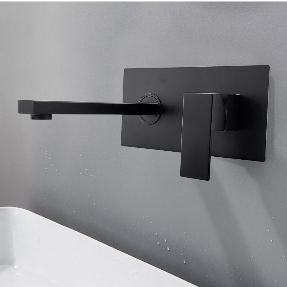 modern matte black wall mount bathroom sink faucets