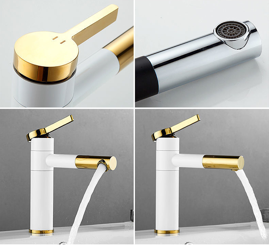 White Bathroom Faucets with 360 Rotatable Design