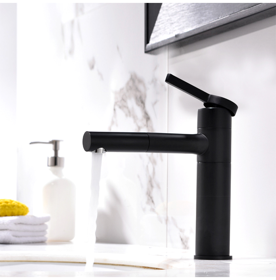 black Bathroom Faucets with 360 Rotatable Design
