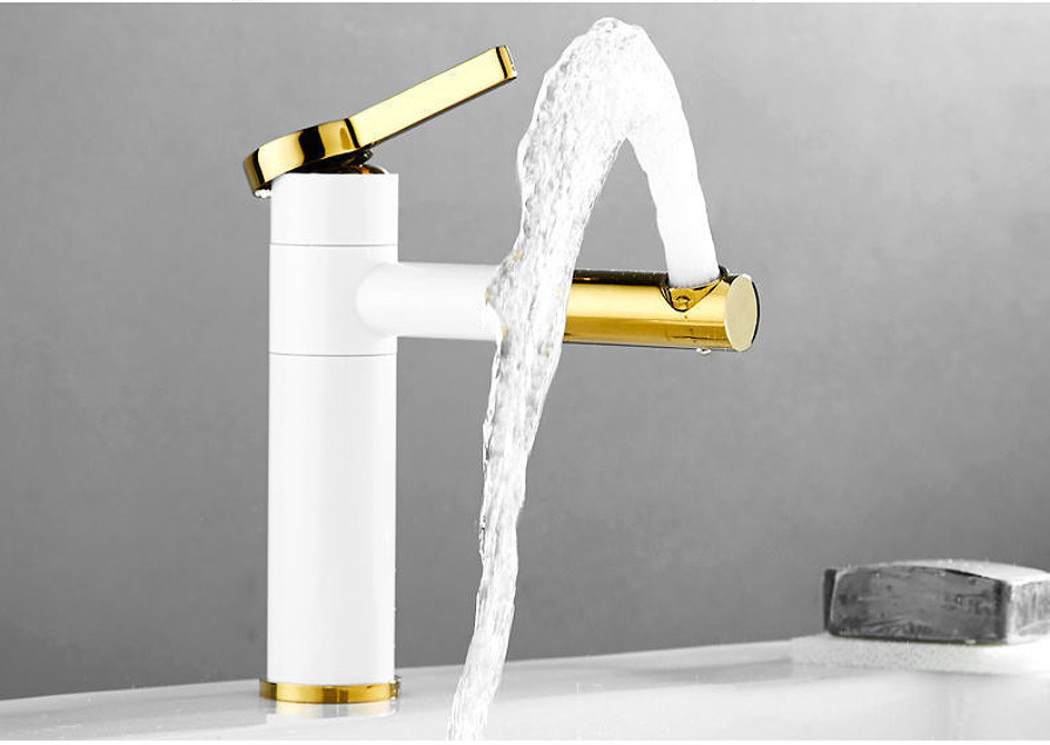 White Bathroom Faucets with 360 Rotatable Design 2