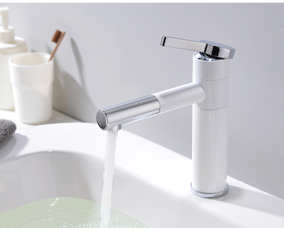 white slive Bathroom Faucets with 360 Rotatable Design
